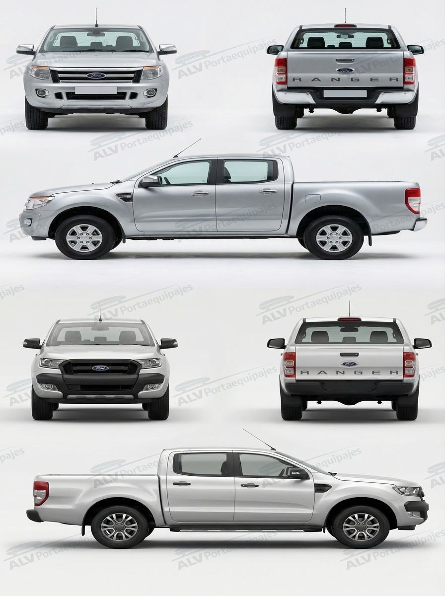 Ford Ranger cabina doble (T6/P375 - railing) (2011-->2019)