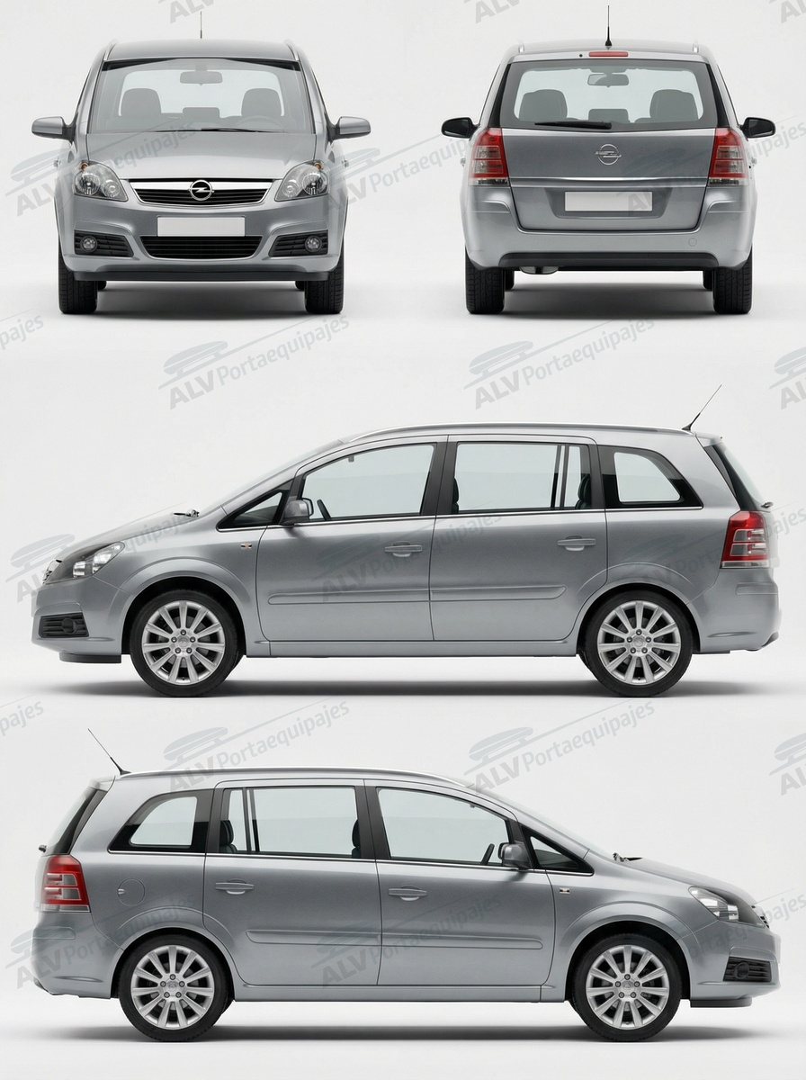 Opel / Vauxhall Zafira 5p MPV (B - railing integrado) (2005-->2007)