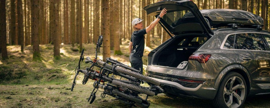 Thule EasyFold XT F para 2 bicicletas: portabicicletas FIX4BIKE plegable, robusto y pensado para bicis pesadas